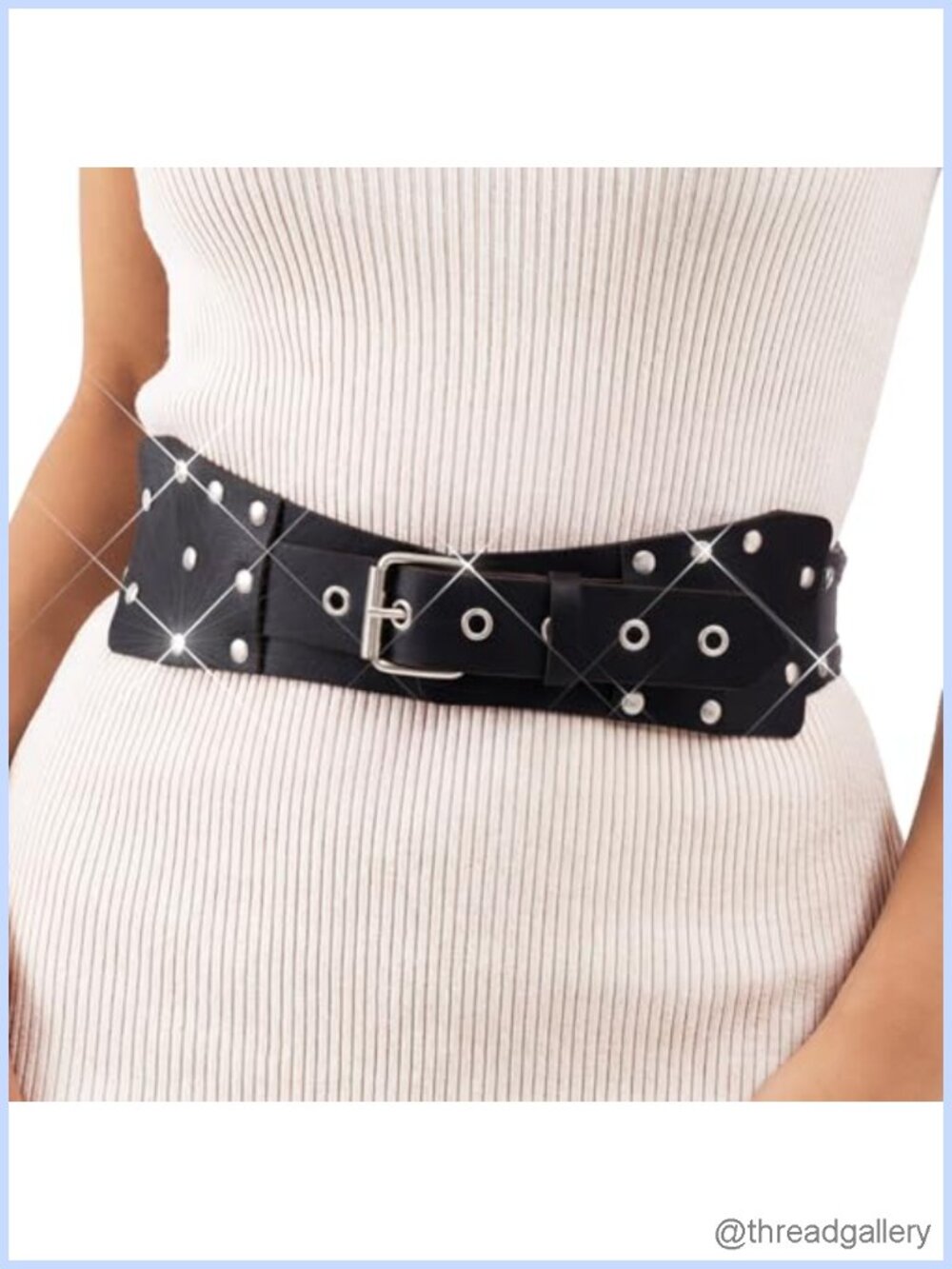 Punk Leather Alloy Wide Waist Belt Fashion Body Chain Accessory for Rave Club
